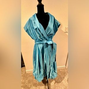 Women’s Midi Length Formal Dress—Turquoise/blue, Size 14W